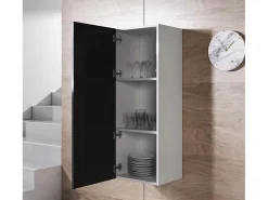 Vitrina para Salón comedor en Blanco y Negro 40x29x126cm Luke V1