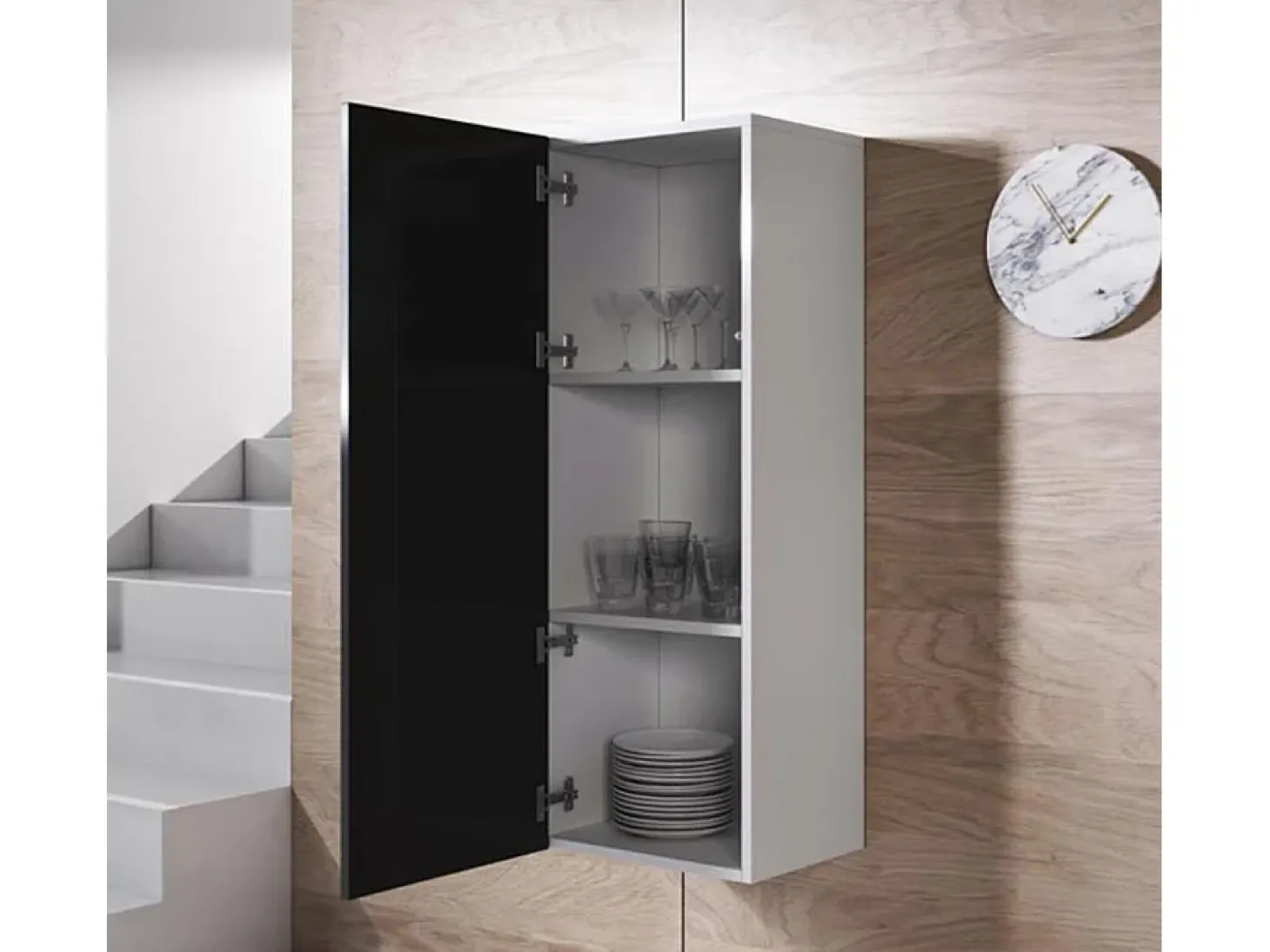 Vitrina para Salón comedor en Blanco y Negro 40x29x126cm Luke V1