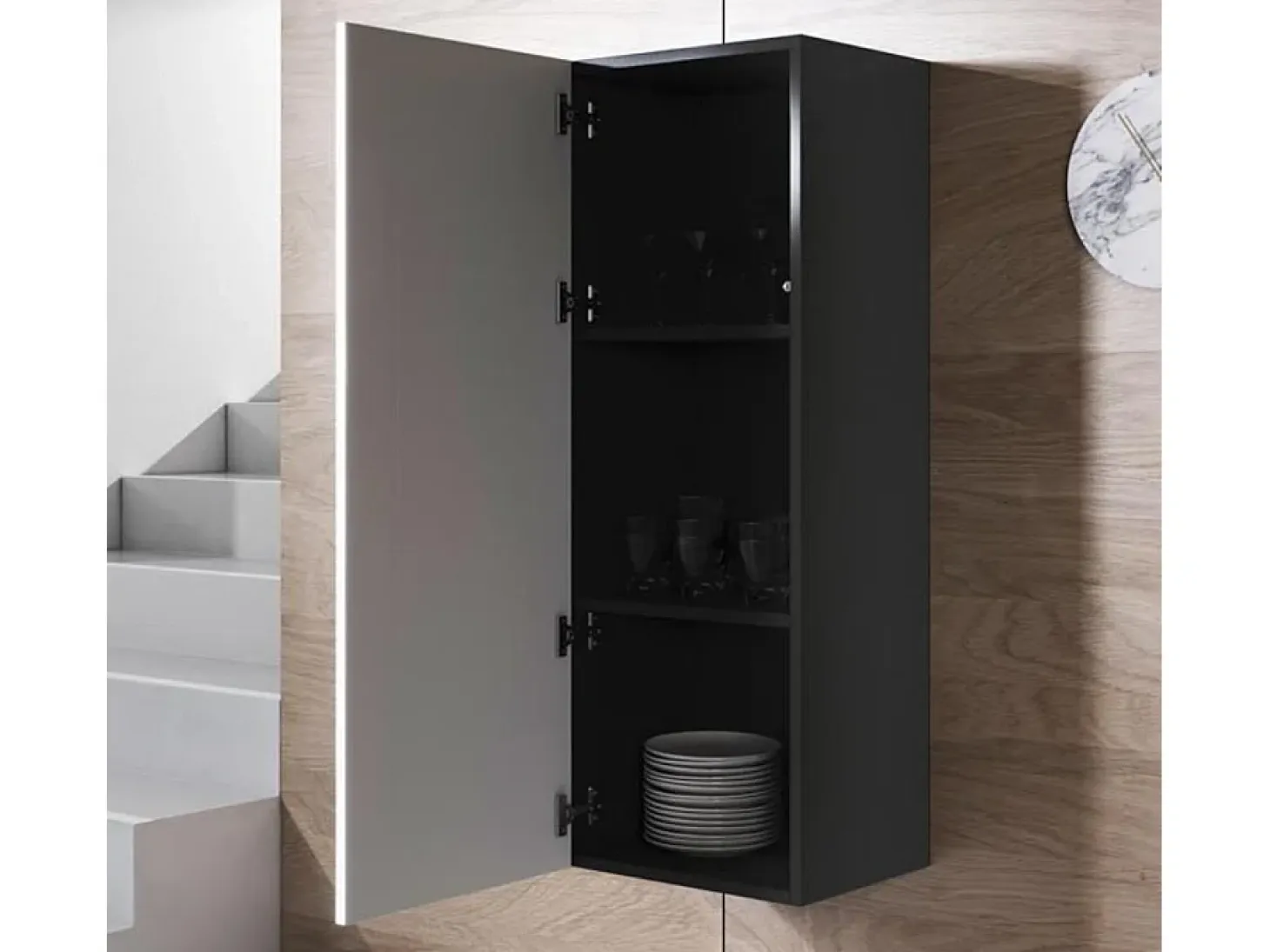 Vitrina para Salón comedor en Negro y Blanco 40x29x126cm Luke V1