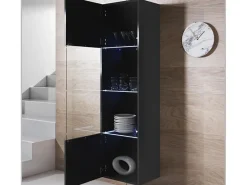 Vitrina para Salón comedor en Negro con LED 40x29x165cm Luke V6