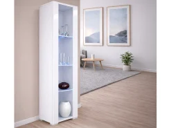 Vitrina para Salón comedor en Blanco con LED 40x29x172cm Nora V5
