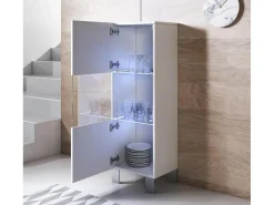 Vitrina para Salón comedor en Blanco con LED 40x29x138cm Luke V3