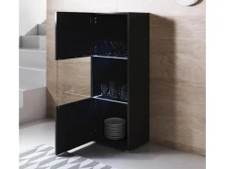 Vitrina para Salón comedor en Negro con LED 40x29x128cm Luke V3