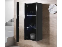 Vitrina para Salón comedor en Negro con LED 40x29x126cm Luke V2