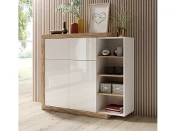 Vitrina pequeña modelo SINATRA – Roble y blanco brillante