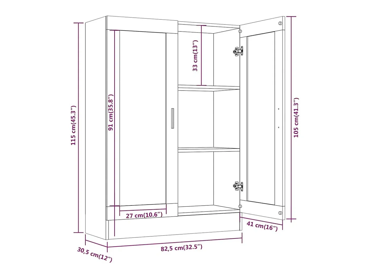 Vitrina Roble ahumado 82,5x30,5x115 cm Madera de ingeniería
