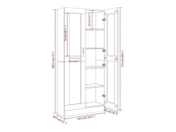 Vitrina Roble ahumado 82,5x30,5x185,5 cm Madera de ingeniería