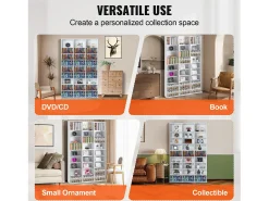 Vitrina SucceBuy de 9 Niveles para Almacenamiento Multimedia, con Estante Ajustable para DVD y Capacidad para 756 CD, Color Blanco