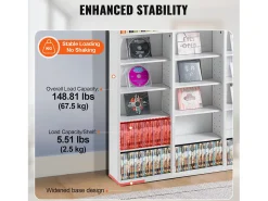 Vitrina SucceBuy de 9 Niveles para Almacenamiento Multimedia, con Estante Ajustable para DVD y Capacidad para 756 CD, Color Blanco