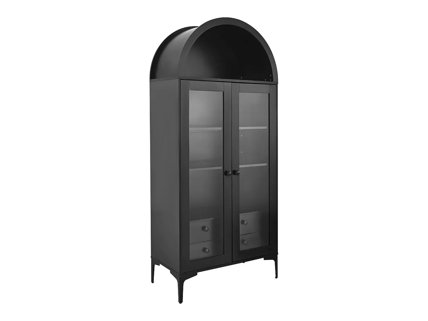 Vitrina SucceBuy para Colección Arqueada con Puertas de Vidrio, Armario de Presentación 179 cm de Alto, Exhibidor para Antigüedades a 4 Niveles con 2 Estantes