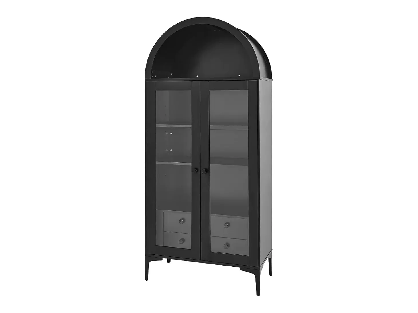 Vitrina SucceBuy para Colección Arqueada con Puertas de Vidrio, Armario de Presentación 179 cm de Alto, Exhibidor para Antigüedades a 4 Niveles con 2 Estantes