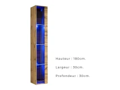 Vitrina suspendida color roble Wotan con 1 puerta de vidrio e iluminación LED incluida. Colección SWITCH.