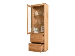 Vitrina Velida 1 puerta en roble macizo y cristal 61 cm