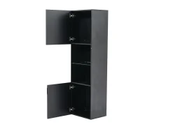 Vitrina 45x35x160 cm - con 2 puertos - con iluminación LED - 1 estante de vidro - Negro