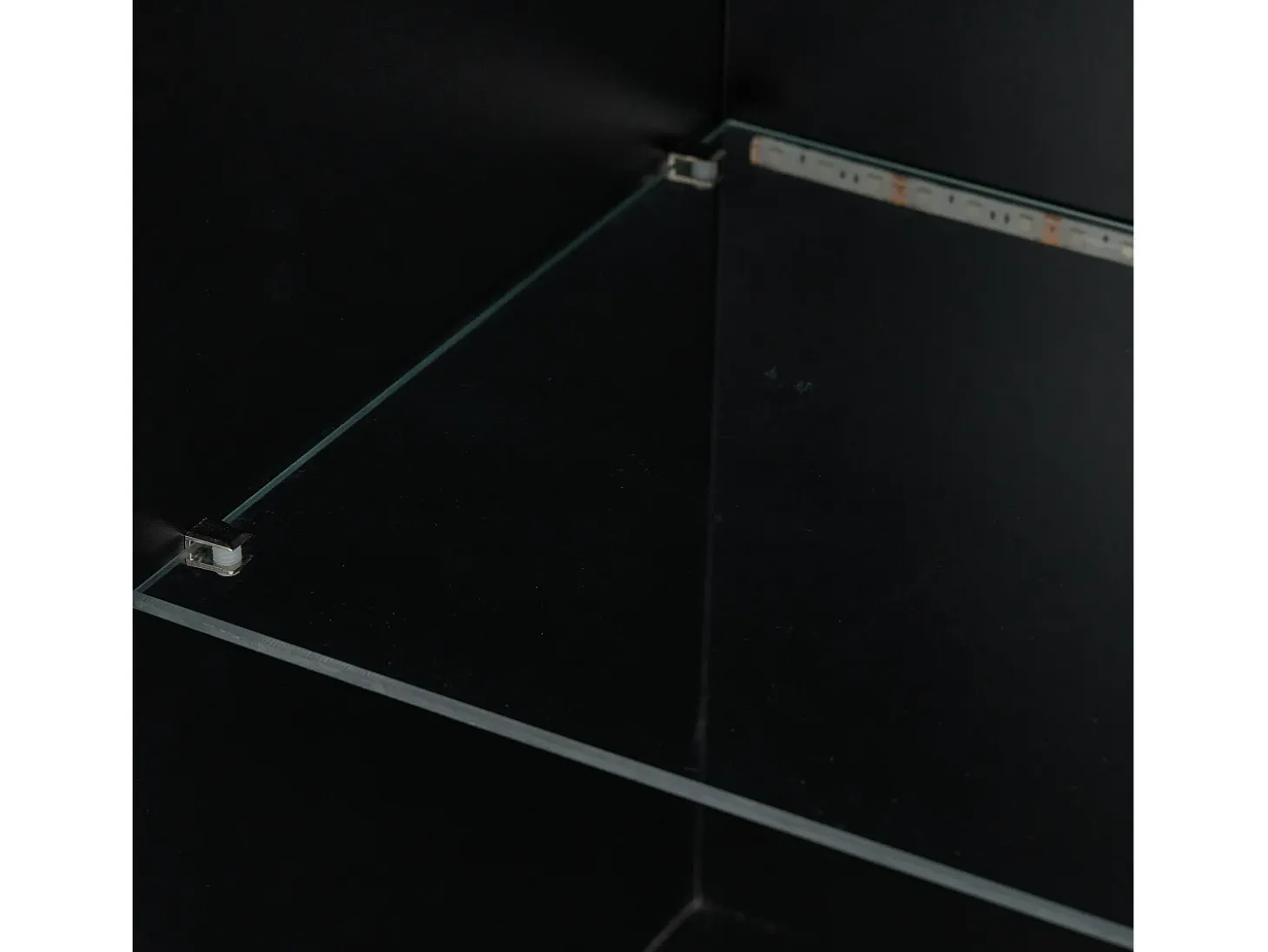 Vitrina 45x35x160 cm - con 2 puertos - con iluminación LED - 1 estante de vidro - Negro