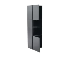 Vitrina 45x35x160 cm - con 2 puertos - con iluminación LED - 1 estante de vidro - Negro