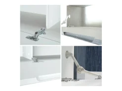 Vladon Mueble de salón Mirage, 2 Puertas, 2 Puertas abatibles y 6 Estantes de cristal abiertos, Blanco mate/Blanco de alto brillo (262 x 183 x 39 cm)