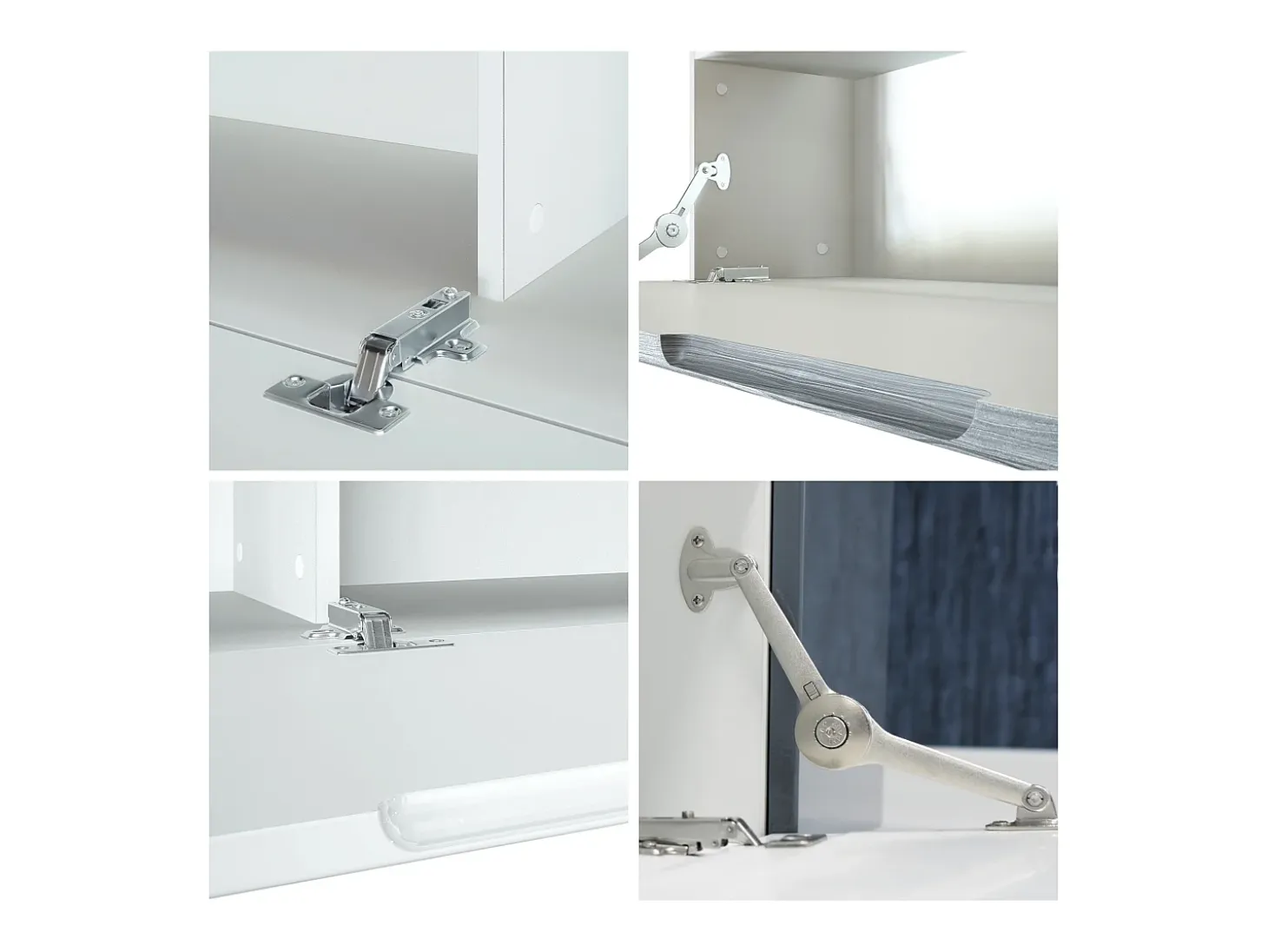 Vladon Mueble de salón Mirage, 2 Puertas, 2 Puertas abatibles y 6 Estantes de cristal abiertos, Blanco mate/Blanco de alto brillo (262 x 183 x 39 cm)