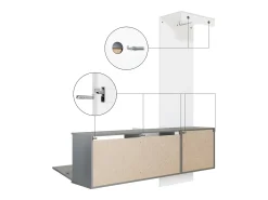 Vladon Mueble recibidor Carlton Set 4, Mueble de entrada compuesto por 1 Perchero, 1 Zapatero, antracita mate/gris de alto brillo (156,5 x 193 x 35 cm)