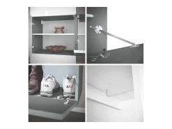 Vladon Mueble recibidor Carlton Set 4, Mueble de entrada compuesto por 1 Perchero, 1 Zapatero, antracita mate/gris de alto brillo (156,5 x 193 x 35 cm)