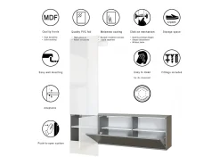 Vladon Mueble recibidor Carlton Set 4, Mueble de entrada compuesto por 1 Perchero, 1 Zapatero, antracita mate/hormigón oxidado (156,5 x 193 x 35 cm)