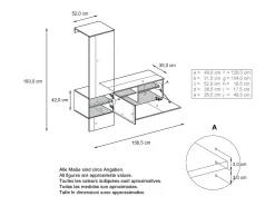 Vladon Mueble recibidor Carlton Set 4, Mueble de entrada compuesto por 1 Perchero, 1 Zapatero, antracita mate/hormigón oxidado (156,5 x 193 x 35 cm)