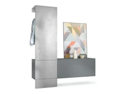 Vladon Mueble recibidor Carlton Set 4, Mueble de entrada compuesto por 1 Perchero, 1 Zapatero, antracita mate/hormigón oxidado (156,5 x 193 x 35 cm)