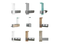 Vladon Mueble recibidor Carlton Set 4, Mueble de entrada compuesto por 1 Perchero, 1 Zapatero, antracita mate/hormigón oxidado (156,5 x 193 x 35 cm)
