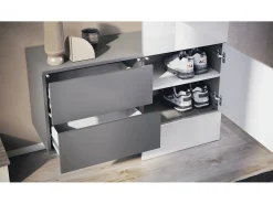 Vladon Mueble recibidor Carlton Set 2, Mueble de entrada compuesto por 1 Perchero, 1 Armario de cajones, antracita mate/blanco de alto brillo (105 x 193 x 35 cm)