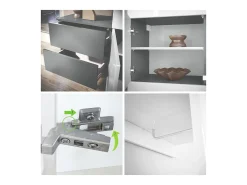 Vladon Mueble recibidor Carlton Set 2, Mueble de entrada compuesto por 1 Perchero, 1 Armario de cajones, antracita mate/blanco de alto brillo (105 x 193 x 35 cm)