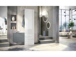Vladon Mueble recibidor Carlton Set 2, Mueble de entrada compuesto por 1 Perchero, 1 Armario de cajones, antracita mate/blanco de alto brillo (105 x 193 x 35 cm)