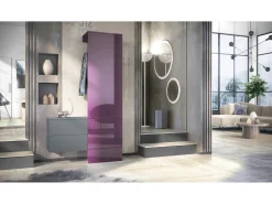 Vladon Mueble recibidor Carlton Set 2, Mueble de entrada compuesto por 1 Perchero, 1 Armario de cajones, antracita mate/zarzamora de alto brillo (105 x 193 x 35 cm)