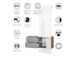 Vladon Mueble recibidor Carlton Set 2, Mueble de entrada compuesto por 1 Perchero, 1 Armario de cajones, antracita mate/zarzamora de alto brillo (105 x 193 x 35 cm)