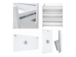 Vladon Mueble recibidor Loret mini, Mueble de entrada compuesto por 1 Zapatero, 1 Espejo de pared y 2 Percheros, Blanco mate/Negro de alto brillo