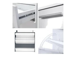 Vladon Mueble recibidor Malea, Mueble de entrada compuesto por 1 Zapatero colgante, 1 Espejo de pared y 2 Percheros, Antracita mate/Zarzamora de alto brillo
