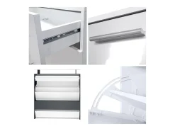 Vladon Mueble recibidor Malea, Mueble de entrada compuesto por 1 Zapatero colgante, 1 Espejo de pared y 2 Percheros, Negro mate/Burdeos de alto brillo