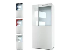 Vladon Vitrina de cine, blanco mate/gris de alto brillo - Vitrina de cristal moderna - (AxAxP): 50,5 x 111 x 32,5 cm