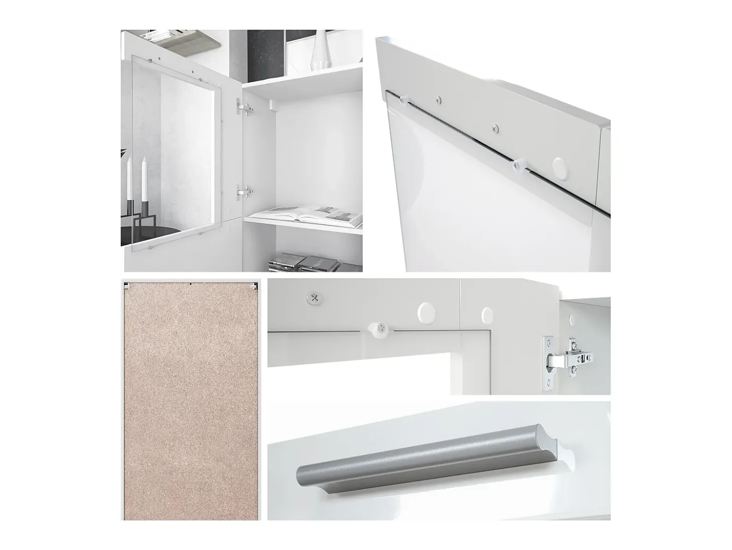 Vladon Vitrina de cine, blanco mate/zarzamora de alto brillo - Vitrina de cristal moderna - (AxAxP): 50,5 x 111 x 32,5 cm