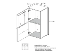 Vladon Vitrina de cine, blanco mate/zarzamora de alto brillo - Vitrina de cristal moderna - (AxAxP): 50,5 x 111 x 32,5 cm