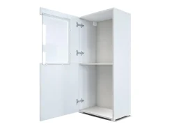 Vladon Vitrina de cine, blanco mate/zarzamora de alto brillo - Vitrina de cristal moderna - (AxAxP): 50,5 x 111 x 32,5 cm