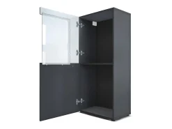 Vladon Vitrina de cine, negro mate/crema de alto brillo - Vitrina de cristal moderna - (AxAxP): 50,5 x 111 x 32,5 cm