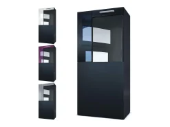 Vladon Vitrina de cine, negro mate/crema de alto brillo - Vitrina de cristal moderna - (AxAxP): 50,5 x 111 x 32,5 cm