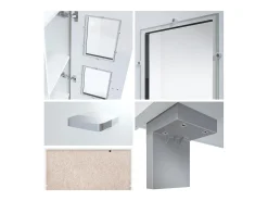 Vladon Vitrina Denjo, Cristalera con 2 Puertas y 3 Estantes de cristal, Negro mate/Negro de alto brillo, incluida iluminación LED (71 x 129 x 35 cm)