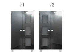 Vladon Vitrina Denjo, Cristalera con 2 Puertas y 3 Estantes de cristal, Negro mate/Negro de alto brillo (71 x 129 x 35 cm)