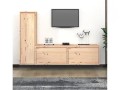Volri Muebles para TV 3 piezas madera maciza de pino