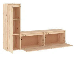 Volri Muebles para TV 3 piezas madera maciza de pino