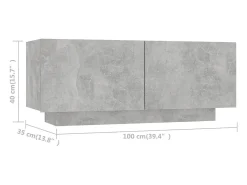 Westwego Mueble para TV contrachapada gris hormigón 100x35x40 cm