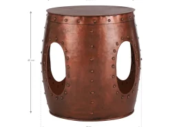WOMO-DESIGN Mesa auxiliar lateral Ø38x43cm mesita redonda color cobre de metal con remaches para salón, hecha a mano, estilo moderno único industrial