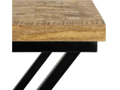 WOMO-DESIGN Mesa auxiliar lateral 48x35x63cm mesita cuadrada de madera de mango y patas de metal en X para salón rústico industrial, hecha a mano