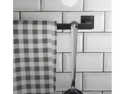2x Perchero de pared negro para vestidor/armario barra para ropa/toallas 60x30cm